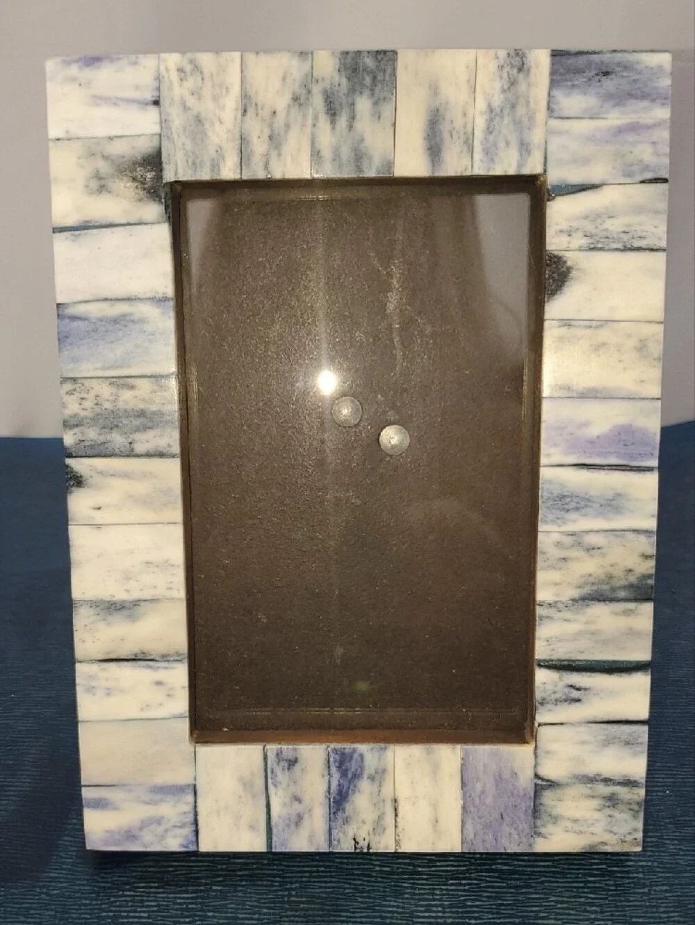 Marble Tile Photo Frame in Denim Blue and White-Wash For 4X6